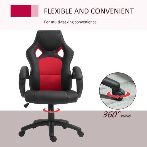 Executive Racing Swivel Gaming Office Chair PU Leather Computer Desk Chair Black