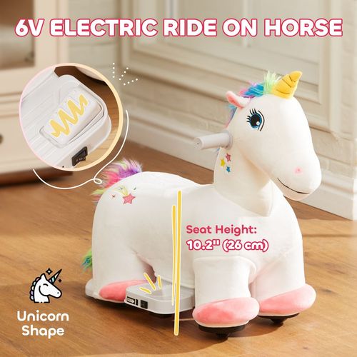 6V Electric Ride on Unicorn with Music Forward AIYAPLAY