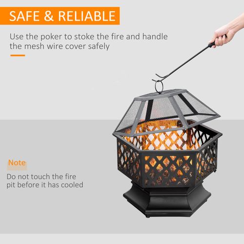 Outdoor Fire Pit with Screen Cover Portable Wood Burning Firebowl