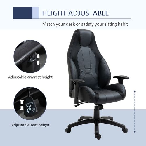 High Back Executive Office Chair Gaming Recliner w/ Footrest Black