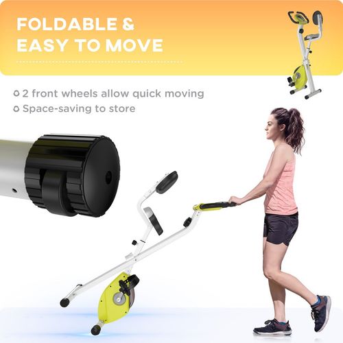 Magnetic Resistance Exercise Bike Foldable LCD Adjustable Seat Yellow