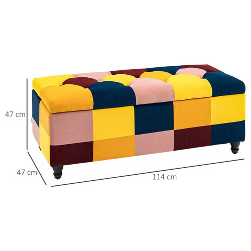 114 x 47 x 47cm Velvet Storage Ottoman Button-tufted Footstool Box