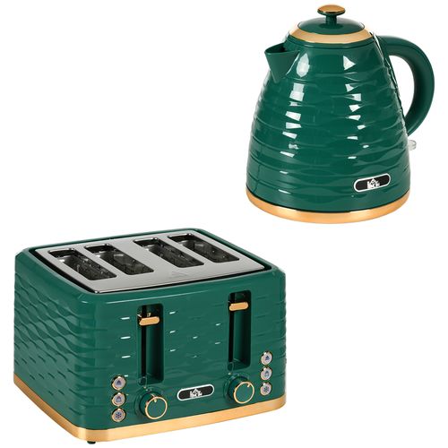 Kettle and Toaster Set 1.7L Rapid Boil Kettle & 4 Slice Toaster Green HOMCOM