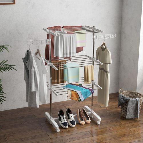 3 Layer Folding Cloth Hanger Stand Towel Hanging Dryer Rack Holding Airer HOMCOM