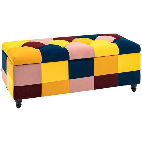 114 x 47 x 47cm Velvet Storage Ottoman Button-tufted Footstool Box