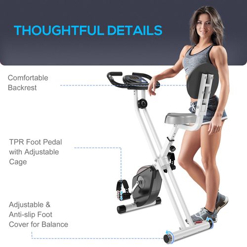 Magnetic Resistance Exercise Bike Foldable LCD Adjustable Seat Grey HOMCOM