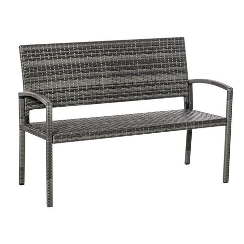 Patio Rattan 2 Seater Garden Bench Love Seater Garden Armchair Grey Outsunny