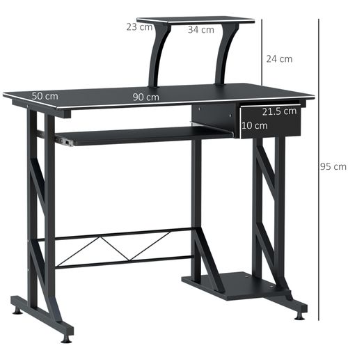 Computer Desk Quality Office Home PC Shelf Tray Wood Station Black HOMCOM