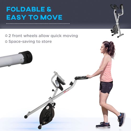 Magnetic Resistance Exercise Bike Foldable LCD Adjustable Seat Grey HOMCOM