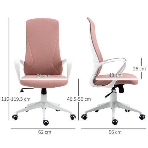 High-Back Home Office Chair Height Adjustable Elastic Desk Chair Pink Vinsetto