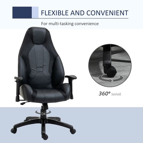 High Back Executive Office Chair Gaming Recliner w/ Footrest Black