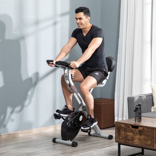 Magnetic Resistance Exercise Bike Foldable LCD Adjustable Seat Grey HOMCOM