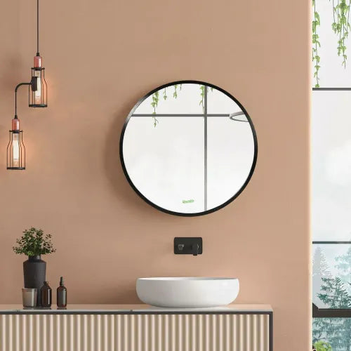 Modern Wall-mounted Vanity Mirror for Bedroom Bathroom Washroom Black 40x40cm