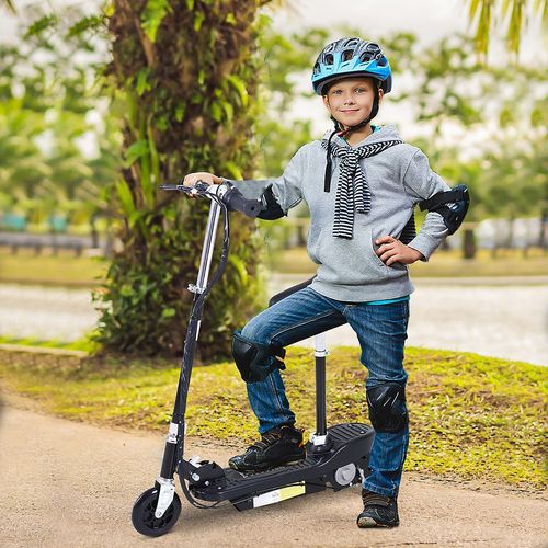 Kids Foldable Electric Powered Scooter 120W Toy Brake Kickstand Black HOMCOM