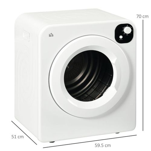 6kg Vented Tumble Dryer with 7 Dry Programmers for Small Spaces White HOMCOM