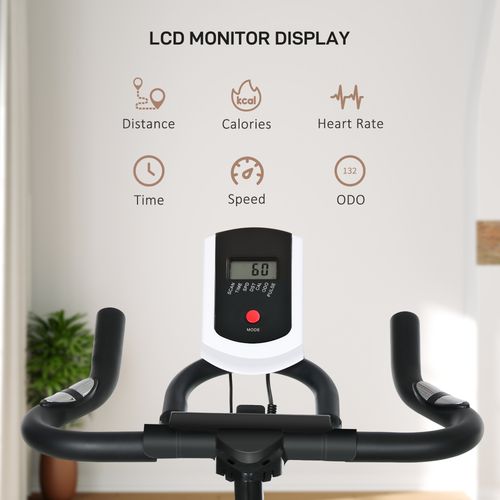 Exercise Bike Indoor Cycling w/ LCD Display Heart Rate Sensor Orange HOMCOM