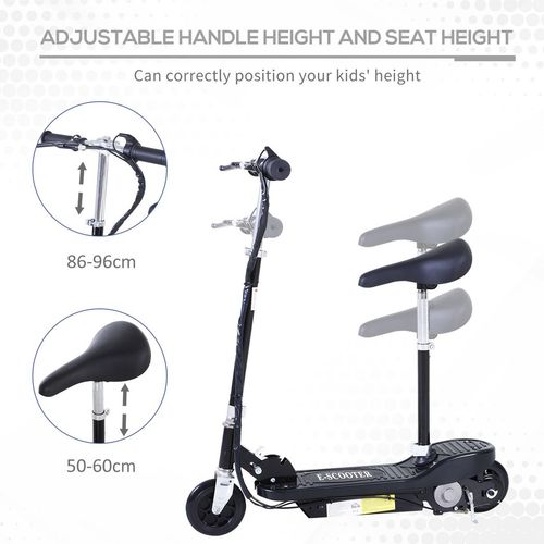 Kids Foldable Electric Powered Scooter 120W Toy Brake Kickstand Black HOMCOM