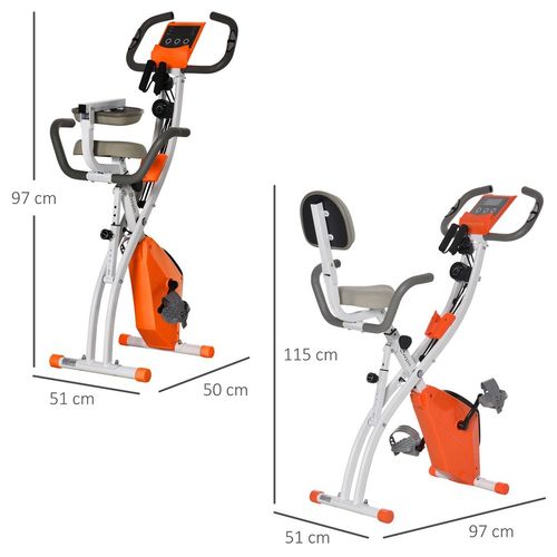 2-In-1 Upright Exercise Bike 8-Level Adjustable with Pulse Sensor Orange