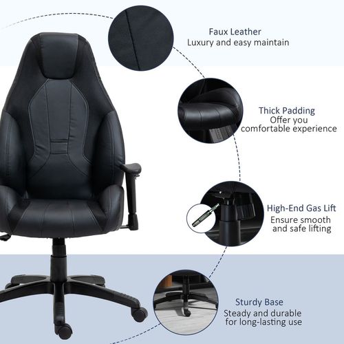 High Back Executive Office Chair Gaming Recliner w/ Footrest Black