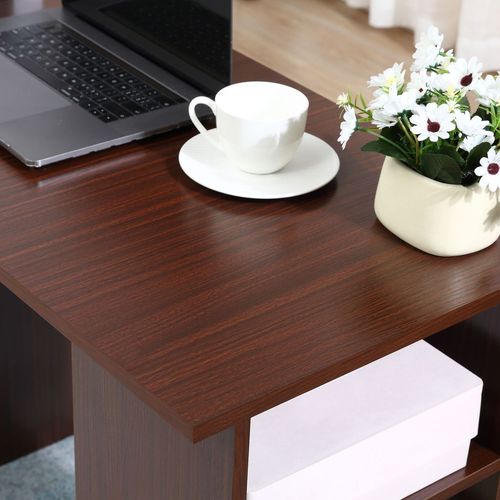 Computer Desk w/ Storage Writing Study Table for Home Office Brown HOMCOM