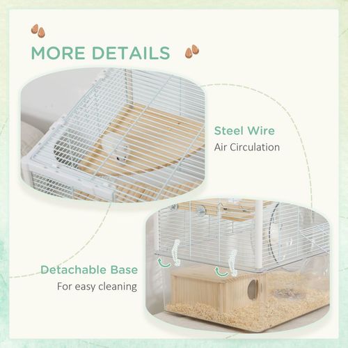 Hamster Cage Gerbilarium Cage w/ Deep Bottom Ramp Exercise Wheel PawHut