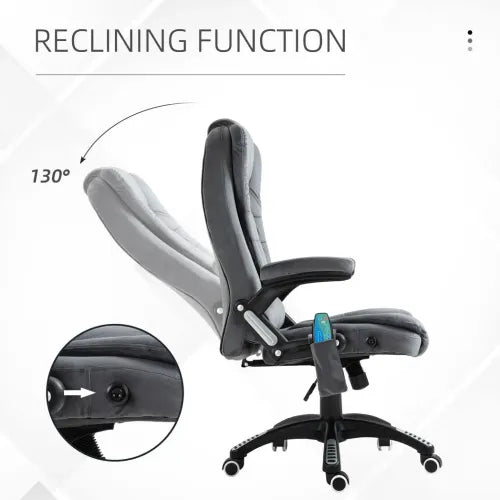 Executive Reclining Chair w/ Heating Massage Points Relaxing Headrest Grey