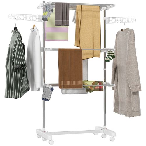 3 Layer Folding Cloth Hanger Stand Towel Hanging Dryer Rack Holding Airer HOMCOM