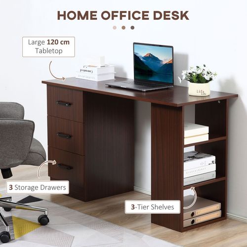 Computer Desk w/ Storage Writing Study Table for Home Office Brown HOMCOM