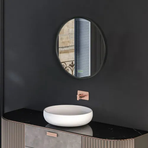 Modern Wall-mounted Vanity Mirror for Bedroom Bathroom Washroom Black 40x40cm