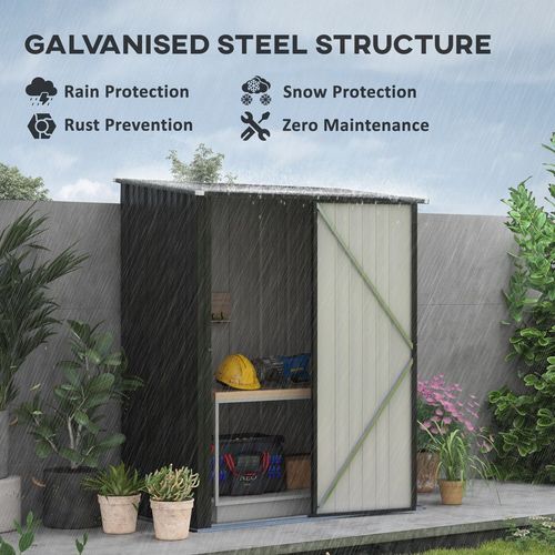 Outdoor Storage Shed Steel Garden Shed w/ Lockable Door for Backyard Patio Lawn