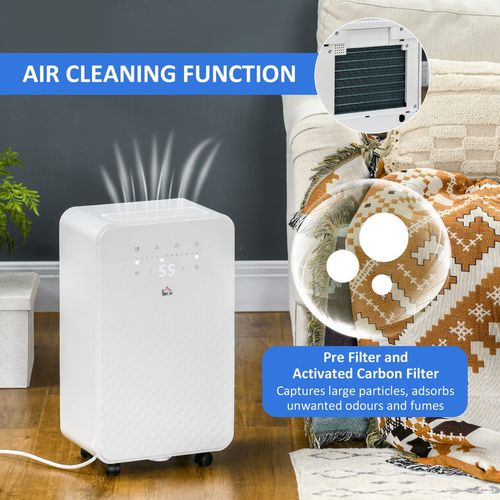 10L/Day Protable Quiet Air Dehumidifier with Purifier Timer 5 Modes HOMCOM