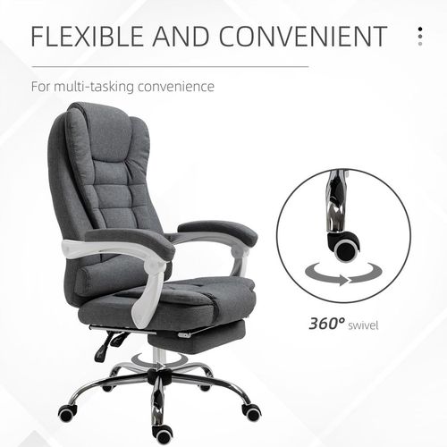 Computer Office Chair Home Swivel Task Recliner w/ Footrest Arm Grey