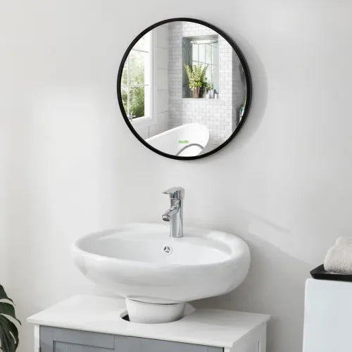 Modern Wall-mounted Vanity Mirror for Bedroom Bathroom Washroom Black 40x40cm