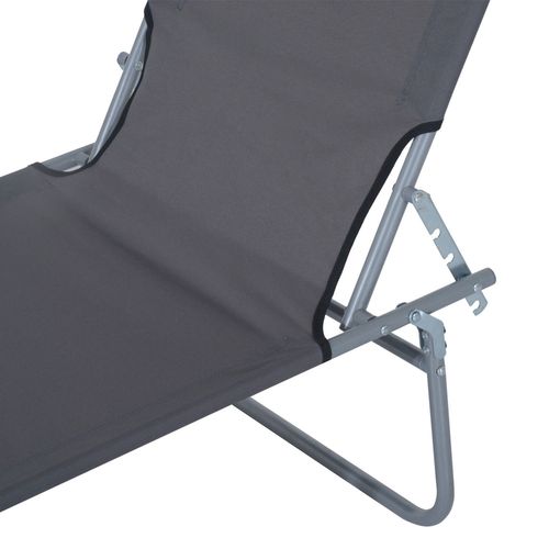 Folding Chair Sun Lounger Recliner Seat Sunshade Garden Outdoor Grey