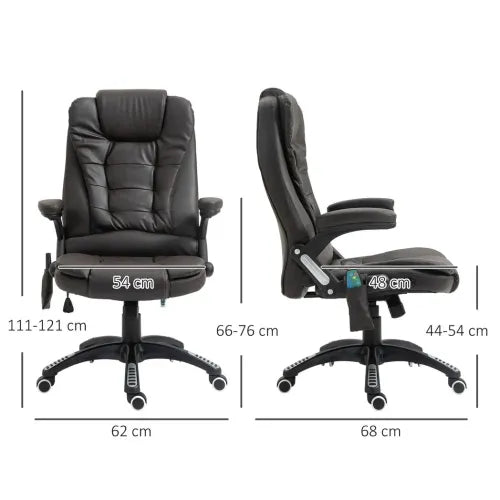 Executive Office Chair with Massage and Heat PU Leather Reclining Chair Brown