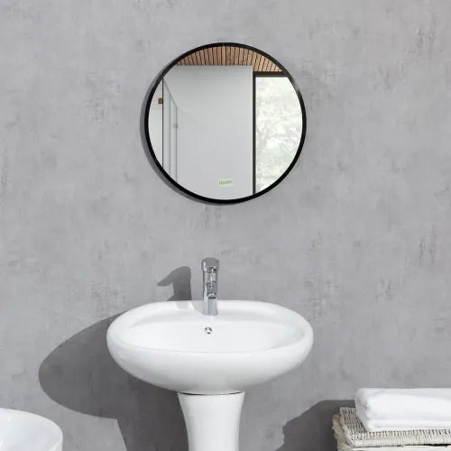 Modern Wall-mounted Vanity Mirror for Bedroom Bathroom Washroom Black 40x40cm