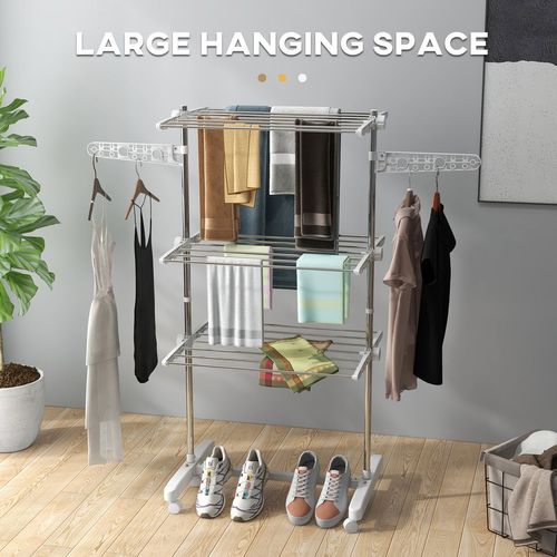 3 Layer Folding Cloth Hanger Stand Towel Hanging Dryer Rack Holding Airer HOMCOM