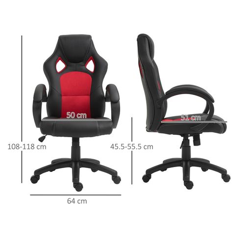 Executive Racing Swivel Gaming Office Chair PU Leather Computer Desk Chair Black