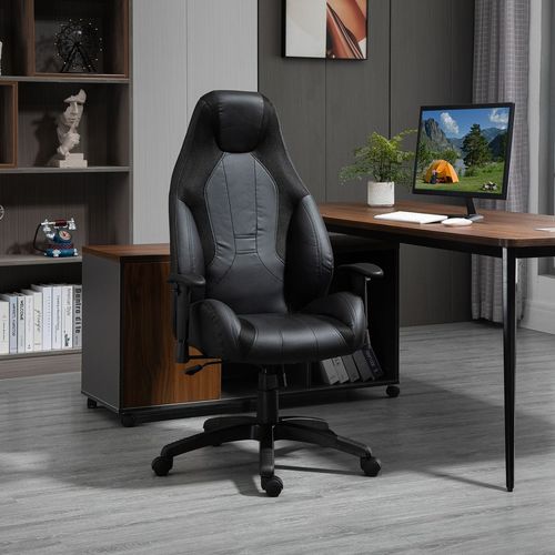 High Back Executive Office Chair Gaming Recliner w/ Footrest Black