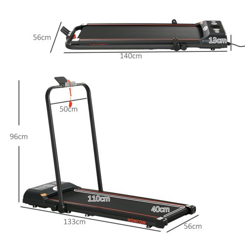 Foldable Walking Treadmill Aerobic Exercise Machine w/ LED Display HOMCOM