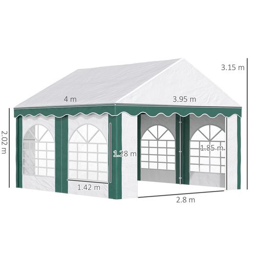 4 x 4m Marquee Gazebo, Party Tent with Double Doors for Wedding and Events