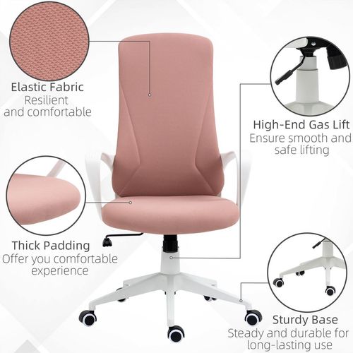 High-Back Home Office Chair Height Adjustable Elastic Desk Chair Pink Vinsetto