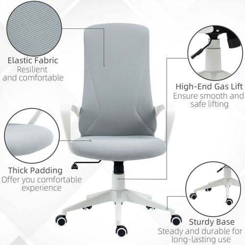 High-Back Home Office Chair Height Adjustable Elastic Desk Chair Grey Vinsetto