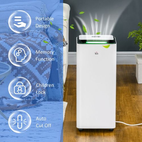 16L/Day Protable Quiet Air Dehumidifier with Purifier Timer 5 Modes HOMCOM