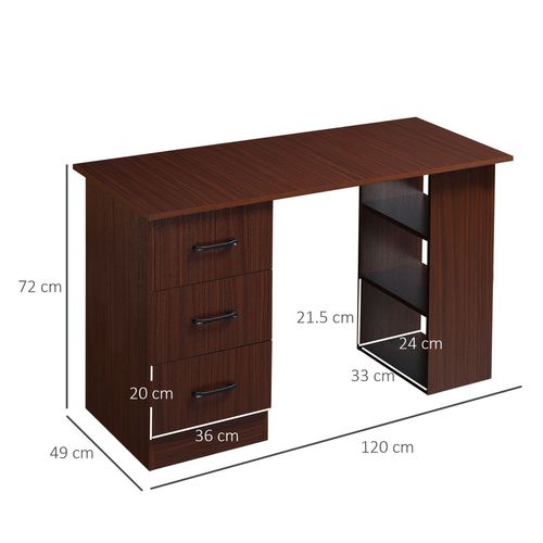 Computer Desk w/ Storage Writing Study Table for Home Office Brown HOMCOM