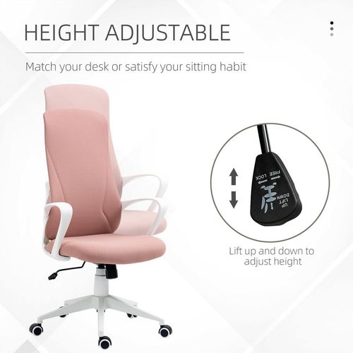 High-Back Home Office Chair Height Adjustable Elastic Desk Chair Pink Vinsetto