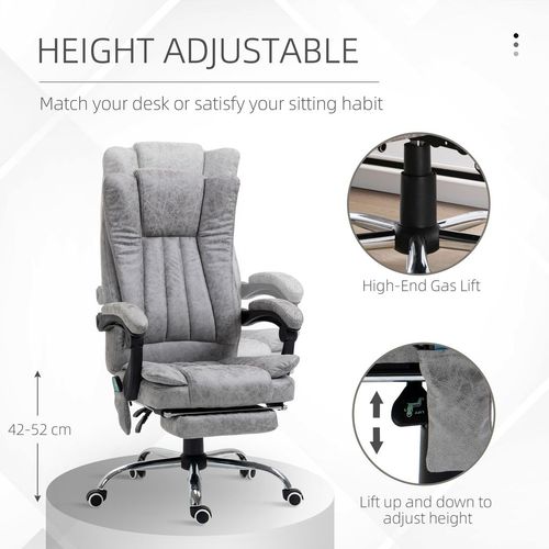 6-Point Vibrating Massage Office Chair w/ Microfibre Upholstery Arms Grey