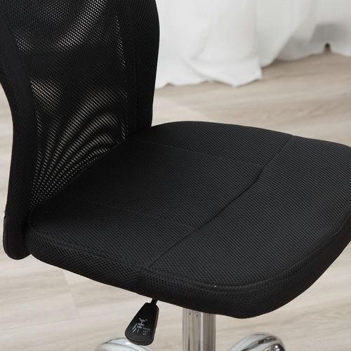 Armless Office Chair Ergonomic Padded Height Adjustable Mesh Back 5 Wheels