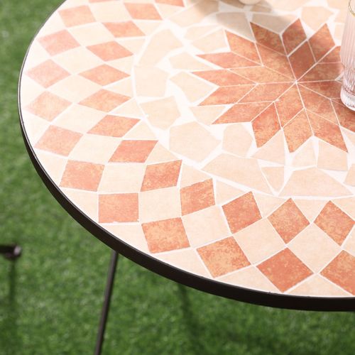 3-Piece Outdoor Bistro Set w/ Mosaic Round Table and 2 Armless Chairs Outsunny