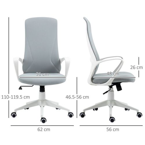 High-Back Home Office Chair Height Adjustable Elastic Desk Chair Grey Vinsetto